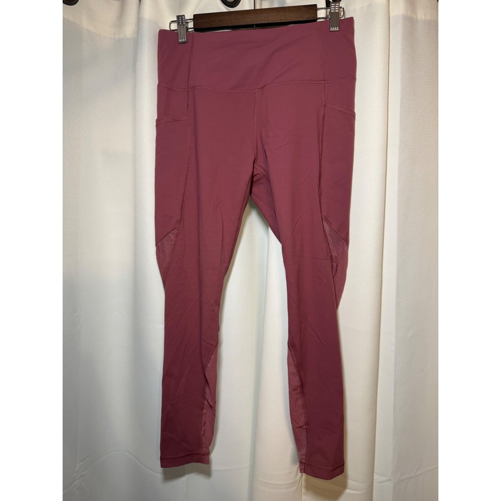 Active Life Leggings Women's Large Berry Pink High Rise Mesh Pocket Workout Yoga